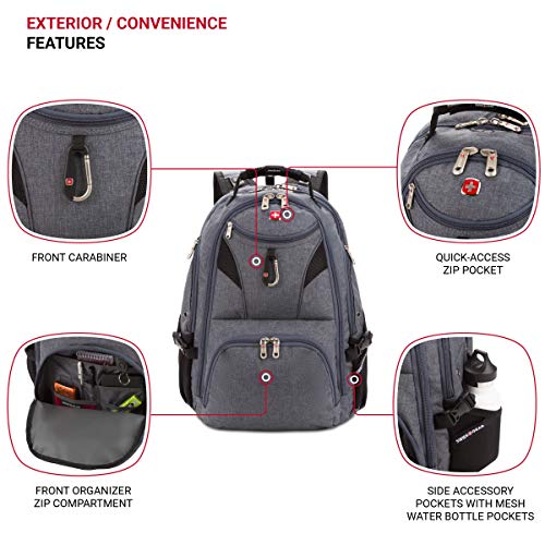 SwissGear 5977 ScanSmart TSA Friendly Laptop Backpack, Fits Most 17 Inch Laptops and Tablets, Ideal for Work, Travel, School, College, and Commuting, Grey