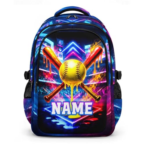 Kids Backpack for Boys Personalized School Backpacks for Softball Lovers, Lightweight Casual Bookbag for Kindergarten Primary Elementary Middle - color: Yellow