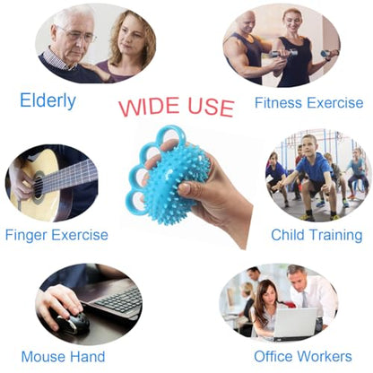 Hand Grip Strengthener Finger Exerciser Training Ball for Patient Recovery Elderly Stroke Arthritis Physical Therapy Anxiety Stress Relief Pressure Squeeze for Yoga Athletes Musicians Muscles Massage