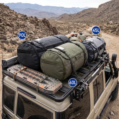 Haimont Heavy Duty Convertible Travel Duffel Backpack, Grey, 90L | Shoe Compartment, Water-Resistant Tarpaulin, Wide U-Shaped Opening - color: Grey, size: 90L