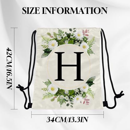 Initial Letter Drawstring Backpack String Sports Gym Bags Waterproof Sackpack Cute for Men Women Beach (13"×17") (Letter-H) - color: Letter-h
