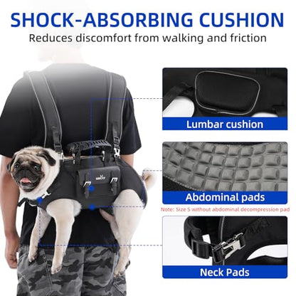 Wakytu Dog Backpack Carrier for Dogs,Dog Lift Harness,Adjustable Padded Breathable Straps for Dogs, Disabled, Joint Injuries, Arthritis,M - size: M（9-17.5bs）