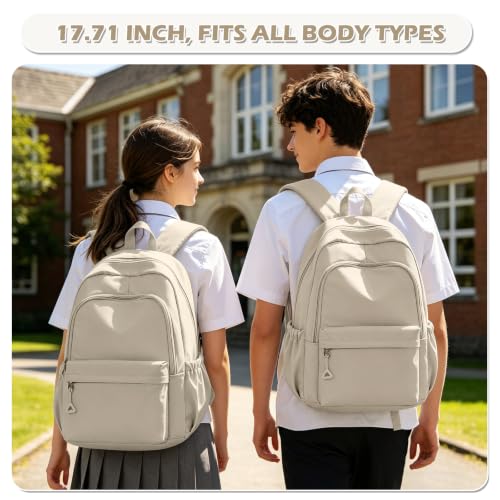 Casual Laptop Backpack for Women Men College Bookbag Waterproof Lightweight School Bag 15.6inch Laptop Daypack Large Capacity School Backpack for Teens Boys Girls (khaki) - color: Khaki
