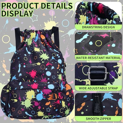 Drawstring Backpack for Women Drawstring Gym Bag Water Resistant Small Cinch Sack Pull String Backpack Bag (Tie-dye) - color: Tie-dye