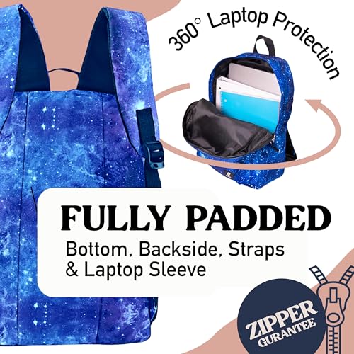 Fenrici Galaxy Backpack for Boys, Girls, Teens, Boys' Pack for School, Kids' Bookbags with Padded Laptop Compartment, Space Backpack, Blue Galaxy, 17 Inch - color: Blue Galaxy