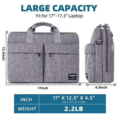 KINGSLONG 17.3 inch Laptop Briefcase Bag, Laptop Shoulder Bag for Men Women, Water Resistant Business Crossbody Bag with Shoulder Strap, Computer Bag for Asus Acer Dell Thinkpad, Grey - color: Grey