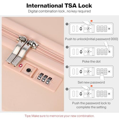 mixi Carry on Luggage, Suitcase with Spinner Wheels 16in Luggage Hardshell Lightweight Rolling Suitcases PC with Cover & TSA Lock, Pink - color: Pink, size: 16in Carry on