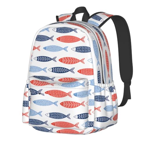 Ocean Fish Backpack School Bag Lightweight Bookbag Casual Daypack for Girls Boys Kids Women Men Travel Laptop 16 Inch - color: Fish