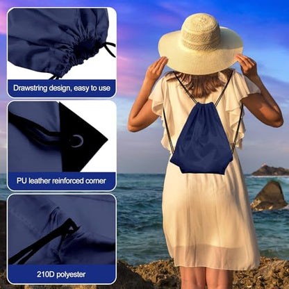 KUUQA 2 Pcs Navy Blue Drawstring Backpack Drawstring Bag Bulk Sports Cinch Bags String Backpack Storage Bags for Gym Traveling - color: Navy Blue