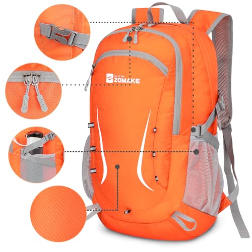 ZOMAKE Lightweight Packable Backpack 35L, Foldable Backpacks Water Resistant Collapsible Light Daypack for Hiking(Orange) - color: Orange B