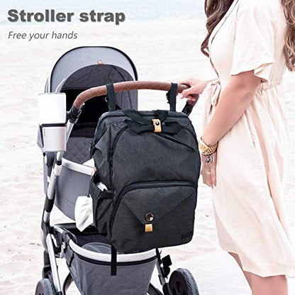 Hap Tim Diaper Bag Backpack,Large Capacity Travel Back Pack Maternity Baby Nappy Changing Bags, Double Compartments with Stroller Straps,Waterproof,Black (US7340-DG) - color: Dark Grey