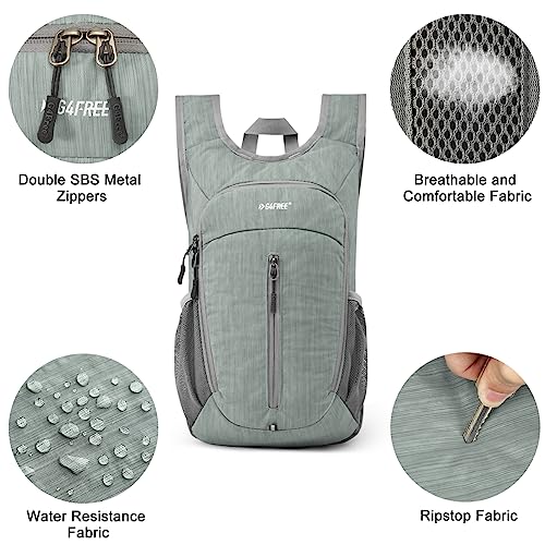 G4Free 10L Hiking Backpack Small Travel Hiking Daypack Lightweight Packable Backpack Casual Foldable Shoulder Bag - color: Grey
