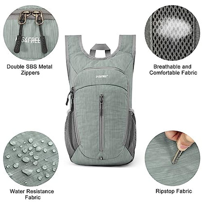 G4Free 10L Hiking Backpack Small Travel Hiking Daypack Lightweight Packable Backpack Casual Foldable Shoulder Bag - color: Grey