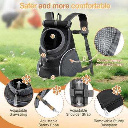 YUDODO Dog Front Carrier Backpack with Sunshade Hood, 2 Head-Out (Front & Side) Breathable Pet Carrier for Small Dog, Ventilated Doggy Backpack for Hiking Outdoor (Upgraded – Black, M) - color: Upgraded – Black