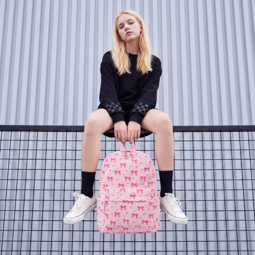 LEDAOU School Backpack for Teen Girls Elementary Middle School Bookbag Kids Backpacks Women Laptop Backpack Travel Daypack (Pink Bow Tie) - color: Pink Bow Tie