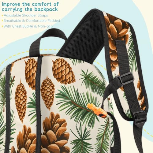 Pinecone Laptop Backpack for Women Men, 18.3 Inch Travel Work Backpacks, Botanical Leaf Pinecone Print Waterproof Computer Casual Daypack Nurse Teacher Bags - color: Multicolor 2