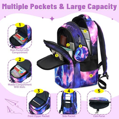 Wolf Backpack for Girls, Girls Backpacks with Lunch Box and Pencil Case for School, Kids Wolf Bookbag - color: Wolf