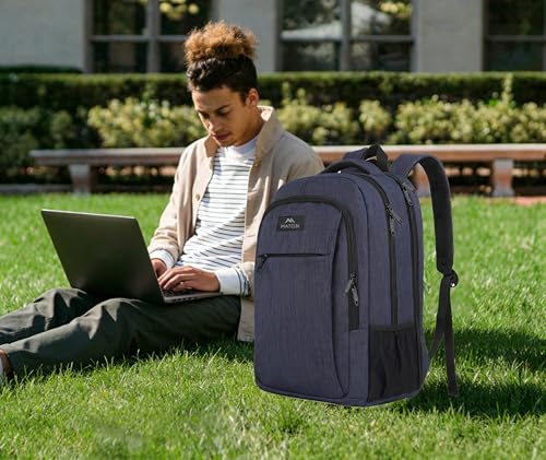 MATEIN Large College Backpack, Sturdy Computer Backpack Fits 17 inch Notebook, Carryon Luggage Travel Laptop Bag for Business Men and Women Christmas New Year Gift, Blue - color: Navy Blue, size: 17 Inch
