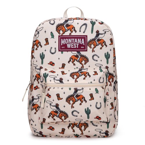 Montana West Backpack for Women Men 2 PCS Lightweight College Bookbags Casual Daypack Backpacks for Commute & Travel - color: Western Tan