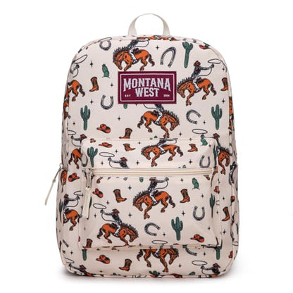 Montana West Backpack for Women Men 2 PCS Lightweight College Bookbags Casual Daypack Backpacks for Commute & Travel - color: Western Tan