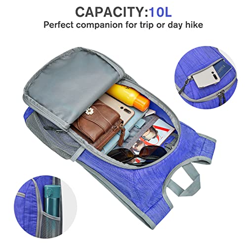 G4Free 10L/15L Hiking Backpack Lightweight Packable Hiking Daypack Small Travel Outdoor Foldable Shoulder Bag - color: Blue, size: 10L