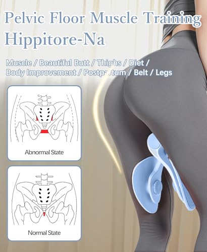 Pelvic Floor Exercise Device Available in 35 lb and 49 lb Resistance, Kegel and Inner Thigh Muscle Trainer, Home Workout Equipment for Postpartum Recovery, Women and Men, with Band - color: Blue