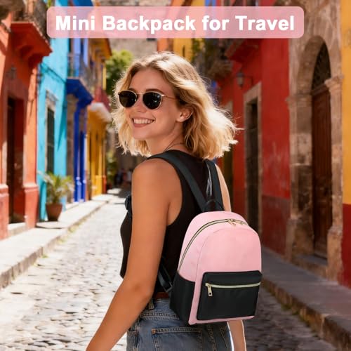 BTOOP Mini Backpack Women Girls Water-resistant Small Backpack Purse Shoulder Bag for Womens Adult Kids School Travel - color: Black-pink, size: Mini