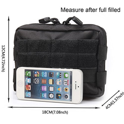 MOLLE Pouches - 2 Pack Tactical Compact Water-Resistant Utility Gadget Gear EDC Pouch - color: Black and Green