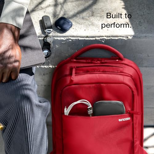 Incase ICON Backpack – Large Tech Backpack for Business, School, Travel – Laptop Bag with 8 Compartments, Fits 16 Inch Devices – Dedicated Laptop, Tablet, Phone and Accessory Pockets - Signal Red