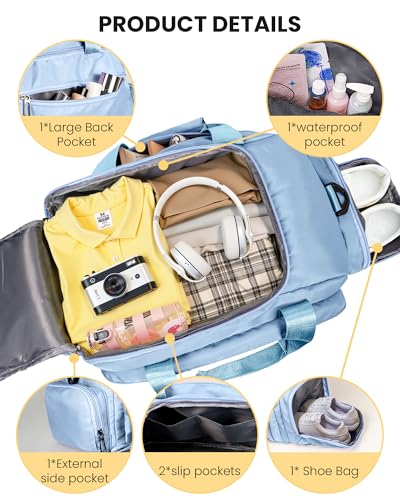 Tween Girls Trendy Stuff, Initial Gym Bag, Dance Bag for Girls - color: Light Blue, style: E