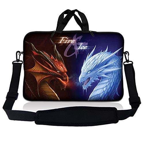 Laptop Skin Shop Neoprene Laptop Sleeve Bag Carrying Case with Handle and Adjustable Shoulder Strap Parent 2 - color: Fire & Ice Dragons, size: 13 in – 13.3 in