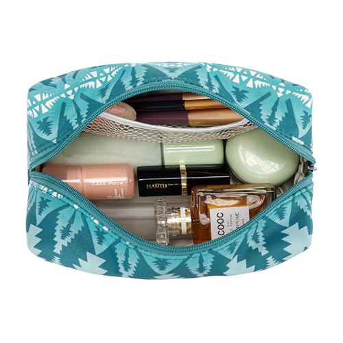 Montana West X Wrangler Travel Makeup Bag Waterproof Cosmetic Bag Portable Makeup Pouch for Women Large Toiletry Bag - color: Turquoise