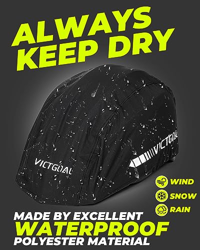 VICTGOAL Bike Helmet Cover with Reflective Stripes Waterproof Windproof Bicycle Helmets Rain Covers for Mountain Road Bike Cycling - color: Black