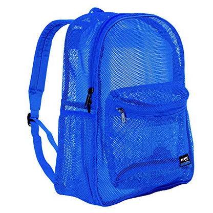 K-Cliffs Heavy Duty Mesh Backpack Quality Classic Student Net Bookbag Durable See Through Simple Netting Daypack Basic School Bag Royal Blue - color: Royal Blue