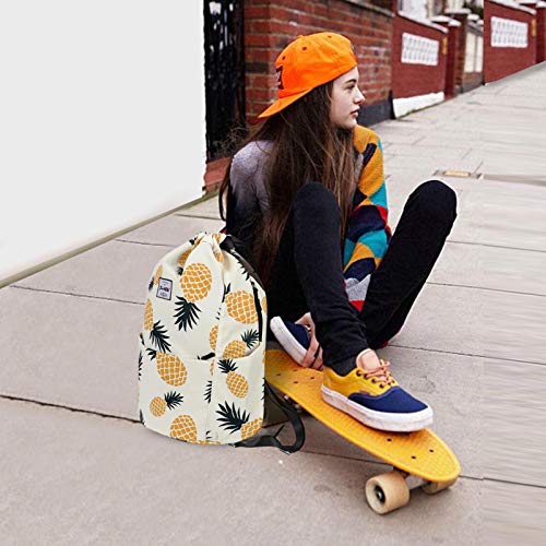 XEYOU Drawstring Sports Backpack Lightweight Gym Yoga Sackpack Shoulder Rucksack Casual Outdoor Daypack for Women and Men | Lightweight - color: Pineapple Pattern