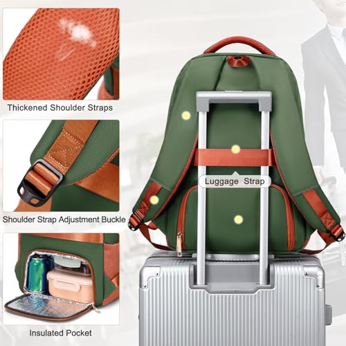 BOVIP Travel Backpack For Men Women,40L Carry On Backpack Flight Approved,TSA Personal Item Travel Bag Fits 17 Inch Laptop,Business Weekender Overnight Daypack Green - color: Green