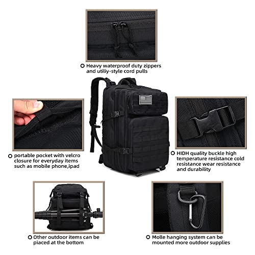 Lovelinks21 Hiking Daypacks Assault Backpack Waterproof Motorcycle Backpack Bug Out Pack Rucksack for Outdoor Hiking - color: Black