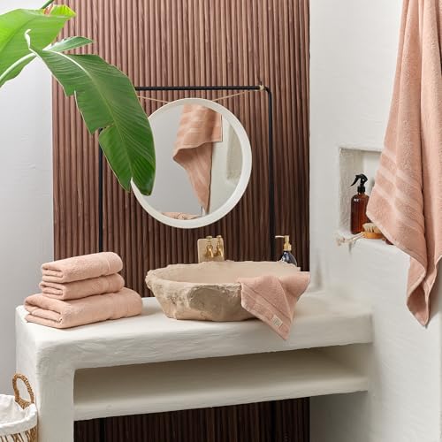SOFE H&L | Olea Luxury Cotton Turkish Bath Towels Set of 4 Blush | Premium, Soft, Durable, Absorbent | Hotel Quality Plush Towels and Thick Towel Sets - color: Blush, size: Set of 4 - Bath Towel