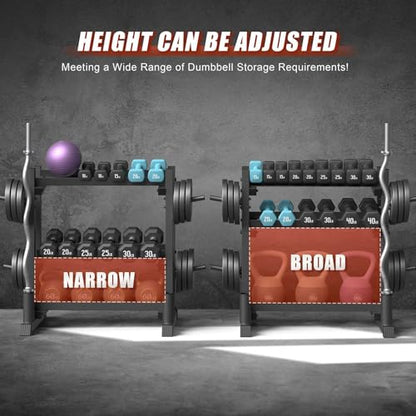 3-Tier Dumbbell Rack, 1100LB Capacity Adjustable Weight Rack for Home Gym, Heavy-Duty Weight Stand for Dumbbells Kettlebells & Weight Plates(Rack Only) - size: 18.78 x 48 x 36.54 inches