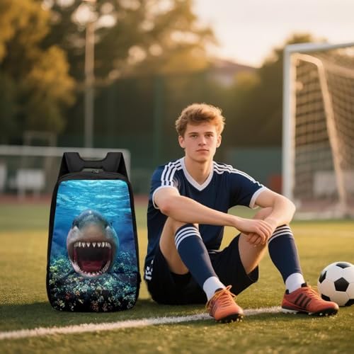 Basketball Backpack With Separate Ball Compartment And Shoes Fit Basketball Volleyball Football - color: Great White Shark