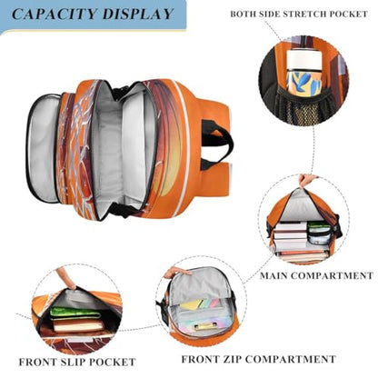 ALAZA Basketball Orange Sport Backpack College Middle High School Bag Laptop Bag Casual Dayback Travel Business 17 inch