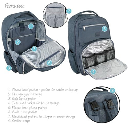 Hudson Baby Unisex Baby Premium Diaper Bag Backpack and Changing Pad, Blue, One Size - color: Blue