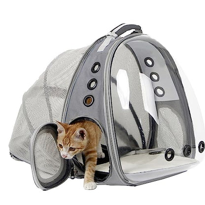Back Extension Cat Travel Carrier Backpack (Grey, Clear Window) - color: Grey