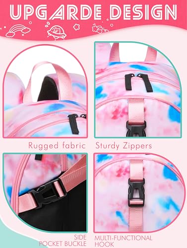BLUEFAIRY High School Backpack for Girls Boys Middle School Bookbag for Kids Back to School Bag for College with Large Compartment Casual Daypack Mochilas para Niñas Adolescentes 18" Tie Dye Pink - color: Baby Pink
