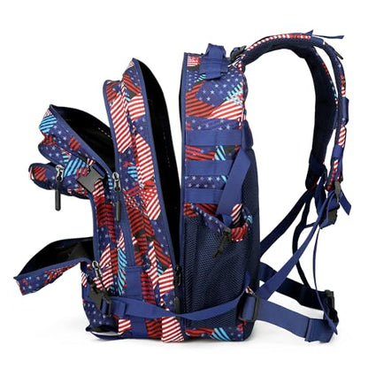 45L Military Tactical Backpacks 3 Days Assault PackBag Fitness Rucksack Hiking Molle Daypack (Spliced Flag) - color: Spliced Flag
