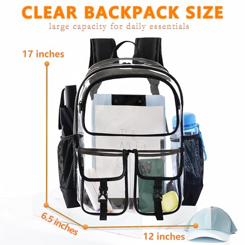 Clear Backpack for School, Clear Bookbag Heavy Duty Transparent Backpacks 17 '' Large See Through Bag for Boys Girls - color: Blue