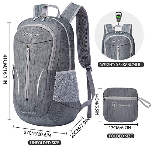 ZOMAKE 25L Ultra Lightweight Packable Backpack, Foldable Hiking Backpacks Water Resistant Small Folding Daypack for Travel(Black) - color: Black