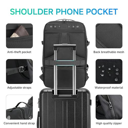 SWICKY 40L Travel Backpack for Men – TSA Friendly Carry-On, 17.3" Laptop Sleeve, Water-Resistant, Quick-Access Phone Pocket, Large Weekender for Travel & Commute - color: Black(88506-fits 17.3 Inch Laptop)