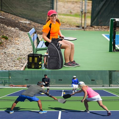 Pickleball Bag - Pickleball Bags for Women Men - Pickleball Backpack - Travel Pickleball Paddle Case, Pickle Ball Bag for Pickleball Paddle Tennis Racket, Protable Pickleball Sling Bag - color: Black