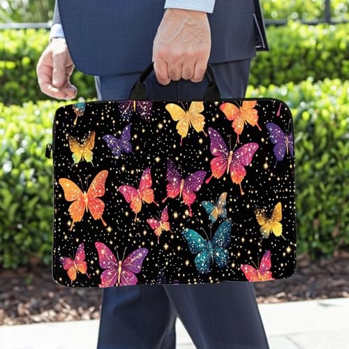15-Inch Laptop Sleeve – Stylish, Lightweight, Shockproof, Water-Resistant Case for Lenovo, HP, Dell, Asus Notebooks - Colorful Butterflies - color: Colorful Butterflies